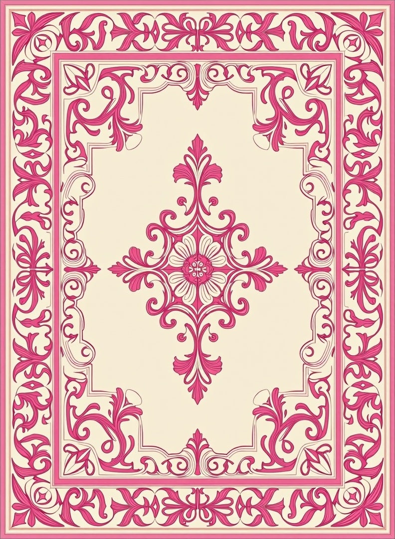 Classic Floral Medallion Pink Rug