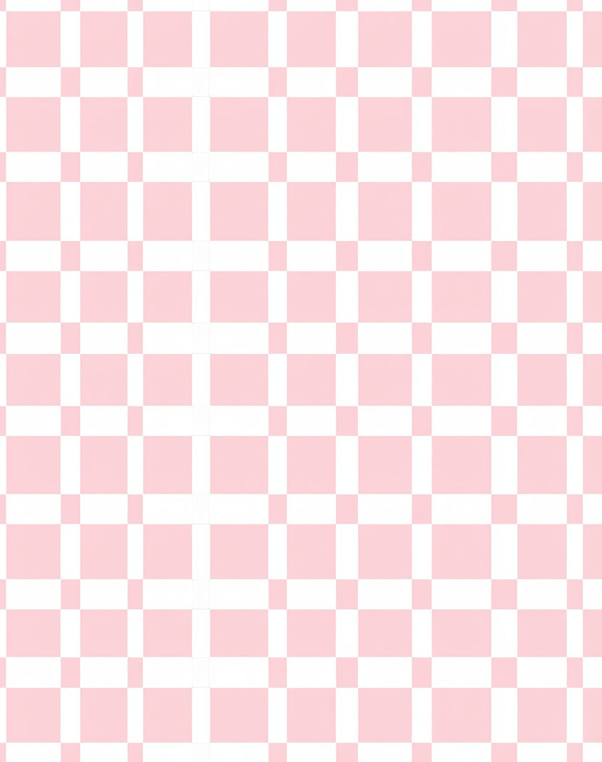 Soft Pink White Checkered Pattern Rug