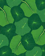 Green Leaf Outline Patterned Design Rug
