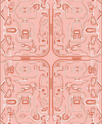 Red Lines Abstract Circuitry Design Rug