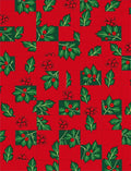 Red Holly Square Festive Pattern Rug
