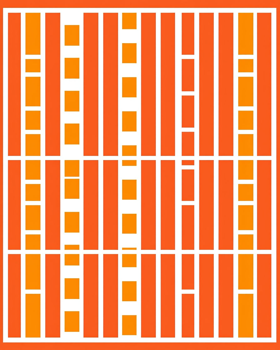Orange Geometric Stripe Pattern Rug