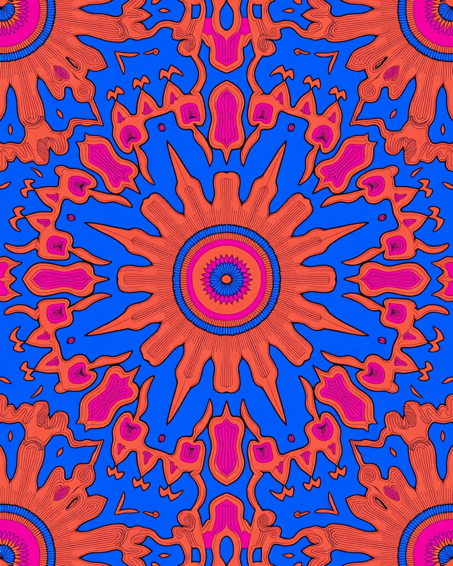 Vibrant Sunburst Mandala Pattern Rug