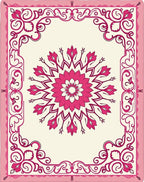 Pink Floral Medallion Frame Design Rug
