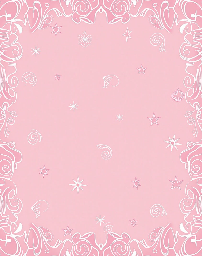 Delicate Pink Star Swirl Pattern Rug