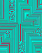 Bold Geometric Teal Red Design Rug