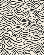 Fluid Black Lines Abstract Pattern Rug
