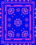 Vibrant Blue Pink Floral Pattern Rug