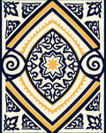 Navy Gold Geometric Floral Medallion Rug