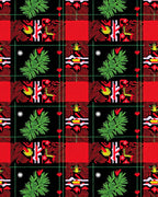 Red Black Green Abstract Floral Plaid Rug