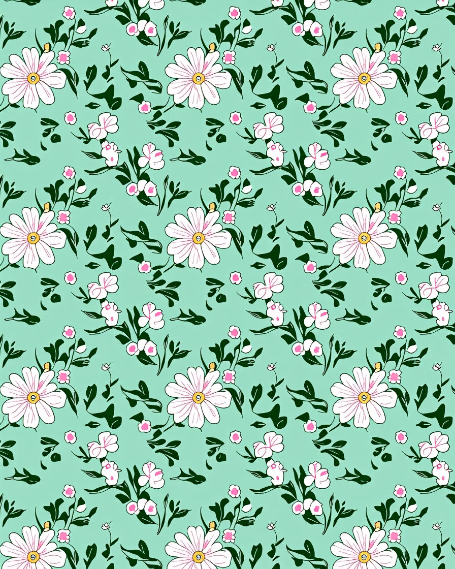 Daisies Berries Floral Pattern Design Rug