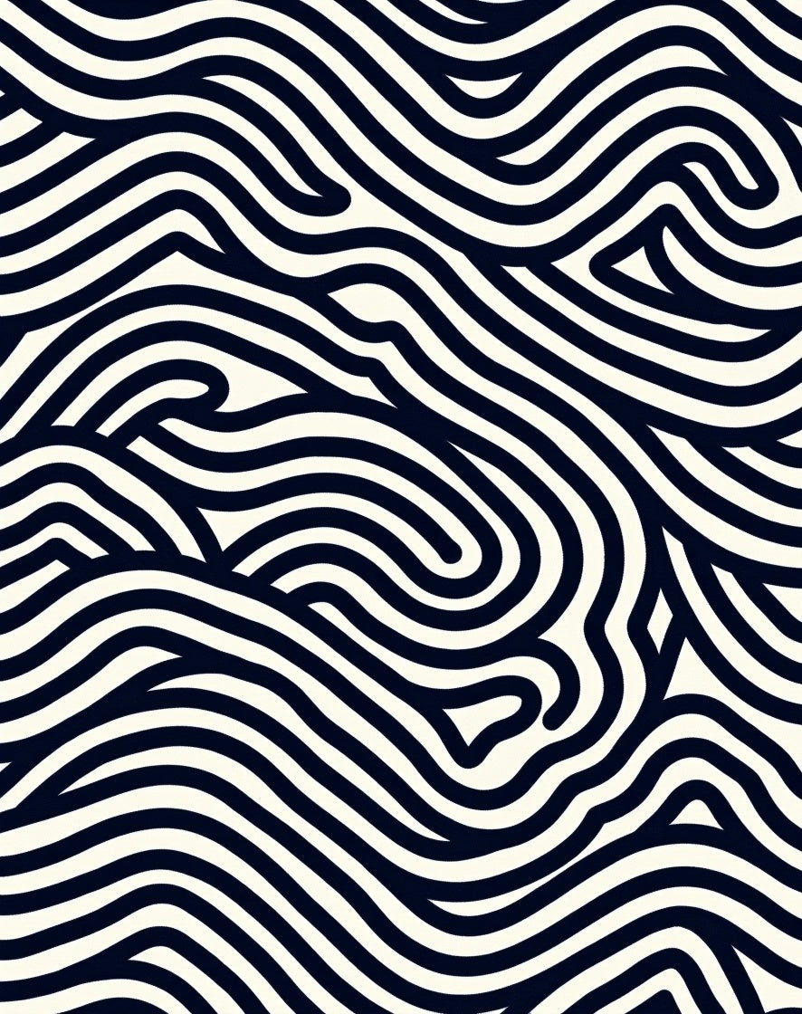 Organic Wavy Line Pattern Rug
