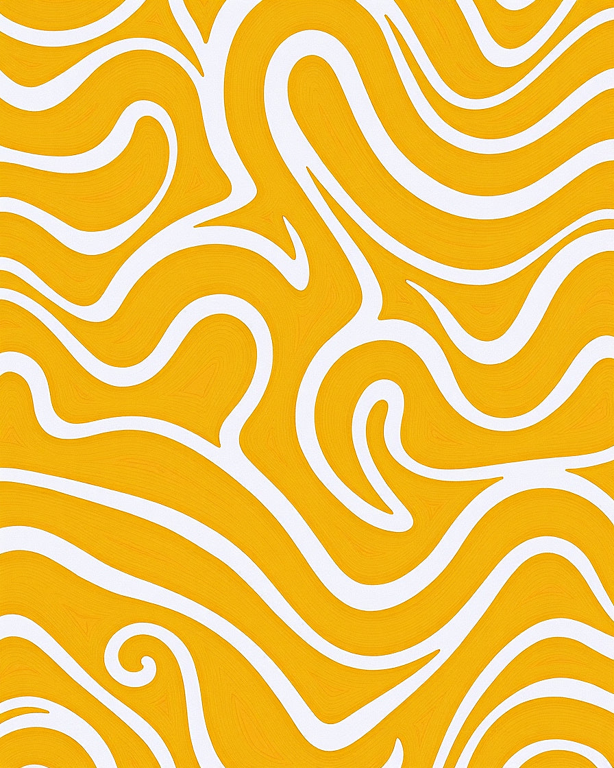 Abstract Swirl Pattern Yellow Rug
