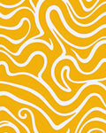 Abstract Swirl Pattern Yellow Rug