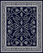 Classic White Floral Bordered Rug