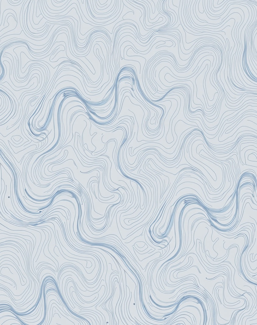 Abstract Blue Wavy Contour Pattern Rug