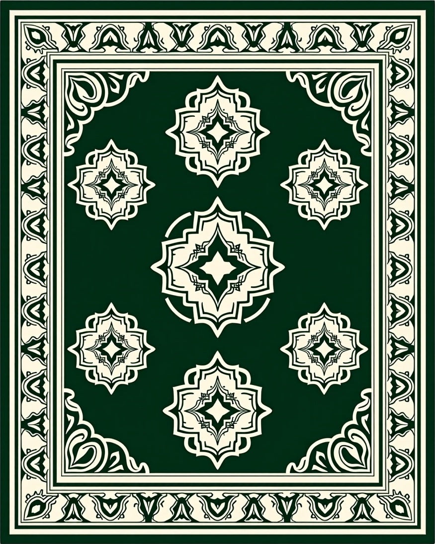 Intricate Symmetry Floral Medallion Design Rug