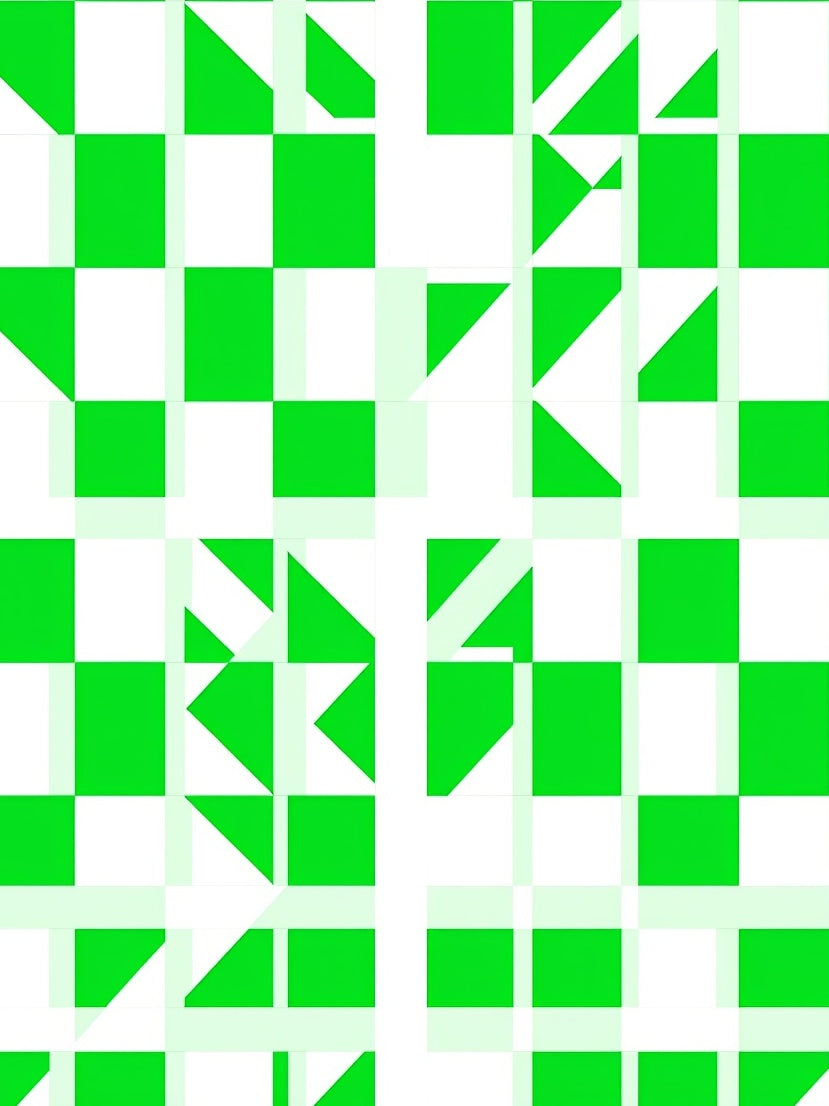 Green White Geometric Abstract Pattern Rug