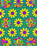 Retro Flower Power Circles Rug