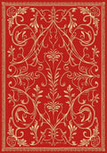 Red Cream Damask Vine Pattern Rug