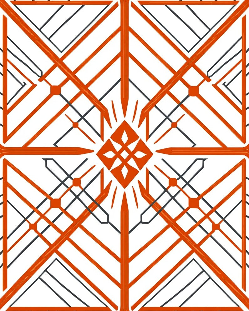 Bold Geometric Orange Line Design Rug