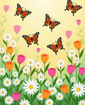 Whimsical Monarch Butterflies Flowers Rug