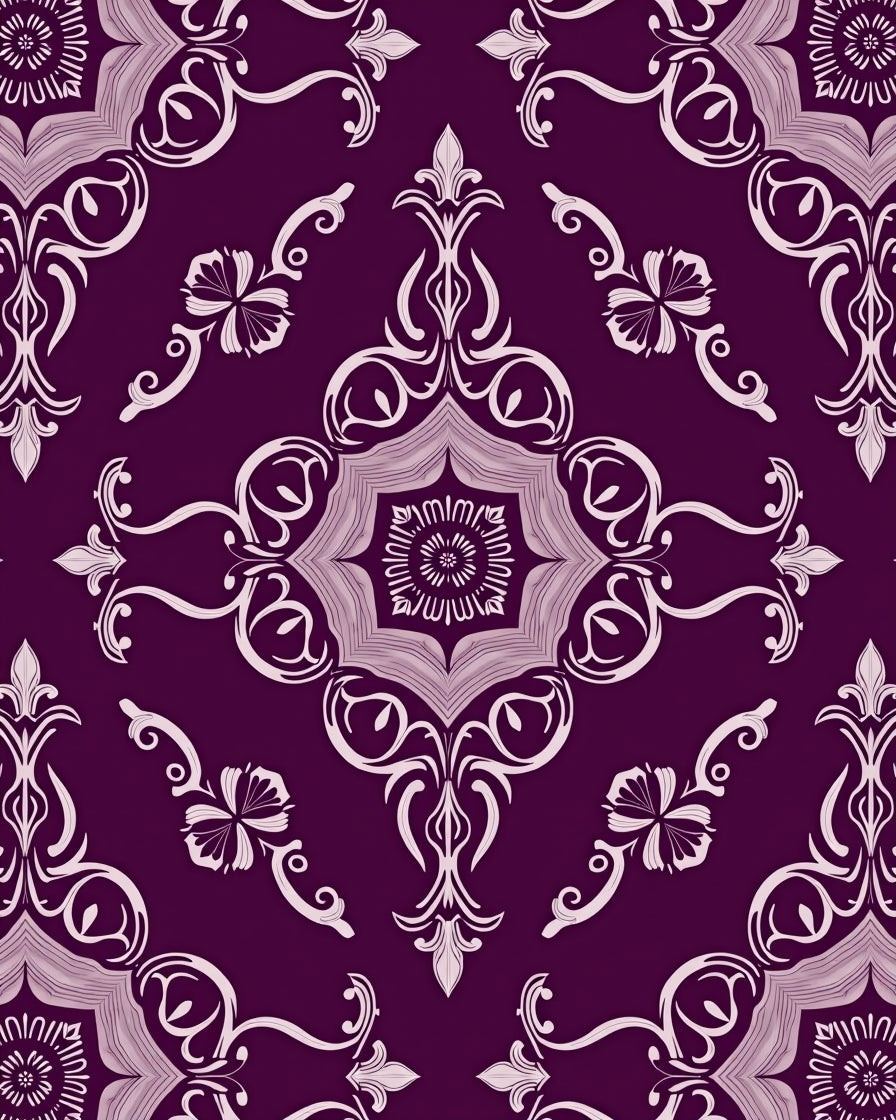 Rich Plum Floral Medallion Pattern Rug