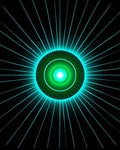 Radiant Green Blue Sunburst Design Rug