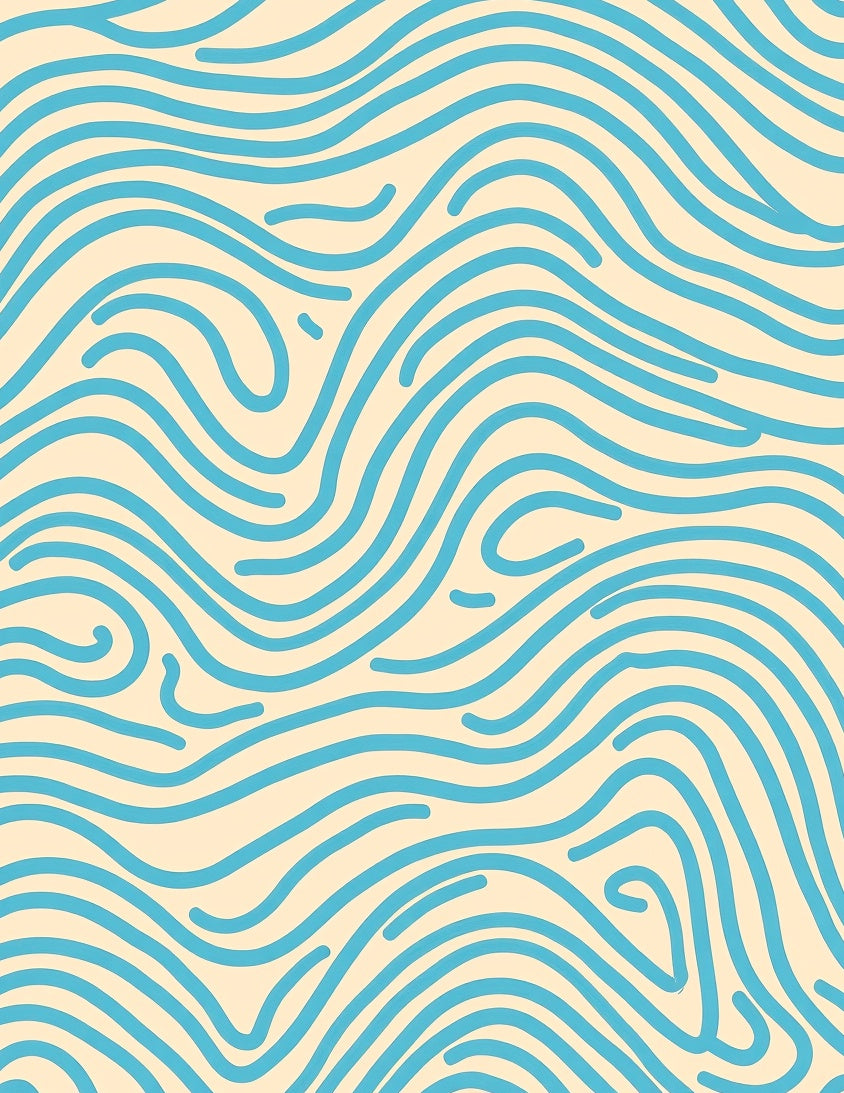 Abstract Blue Wave Pattern Rug