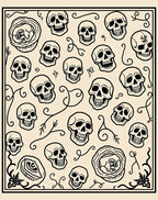 Skull Vine Pattern Textile Design Rug
