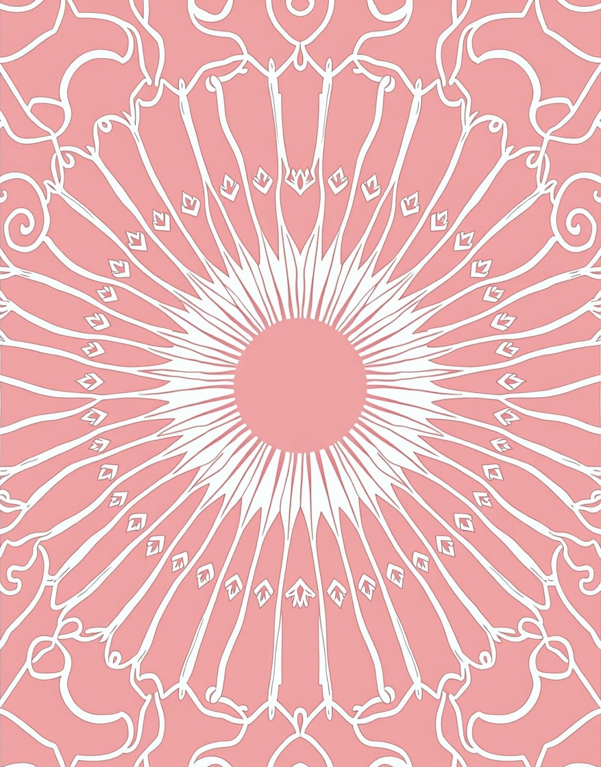 Pink Abstract Sunburst Pattern Rug
