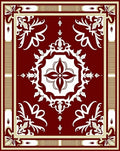 Maroon Cream Floral Centerpiece Rug