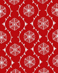 Red White Snowflake Damask Pattern Rug