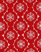 Red White Snowflake Damask Pattern Rug