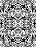 Intricate Floral Pattern Black White Design Rug