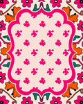 Whimsical Floral Pink Orange Pattern Rug