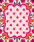 Whimsical Floral Pink Orange Pattern Rug