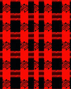Bold Red Black Abstract Plaid Rug