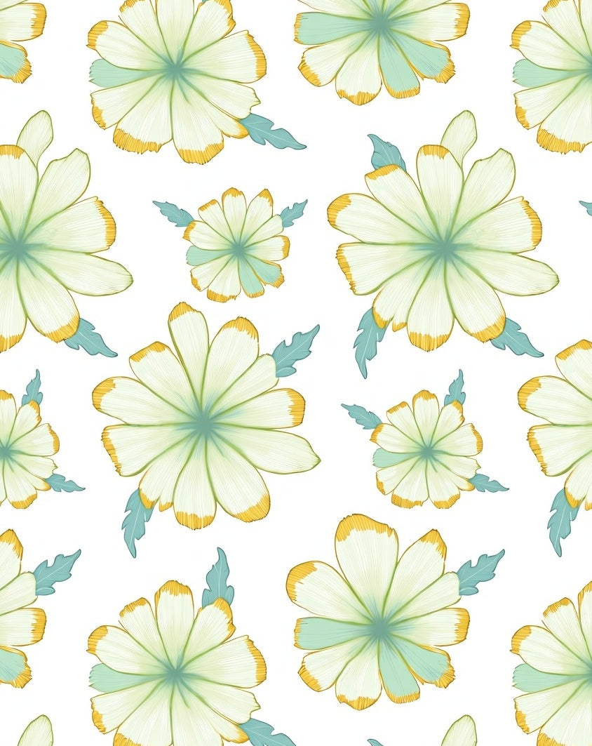 Delicate Floral Pattern with Yellow Accents Rug