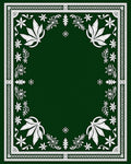 Dark Green Floral Patterned Art Rug
