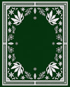Dark Green Floral Patterned Art Rug