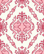 Elegant Pink Floral Damask Pattern Rug