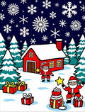 Whimsical Santa Claus Christmas Snowflakes Design Rug