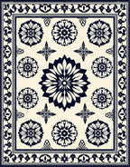 Floral Starburst Geometric Pattern Rug