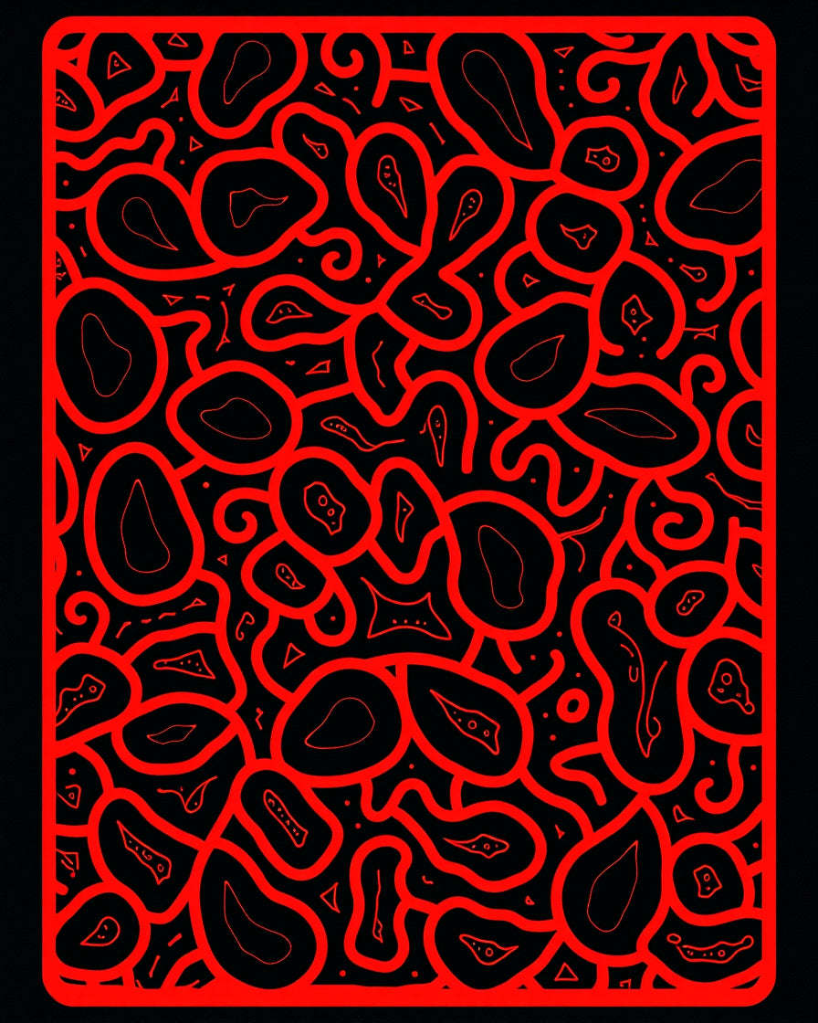 Bold Red Organic Lines Pattern Rug