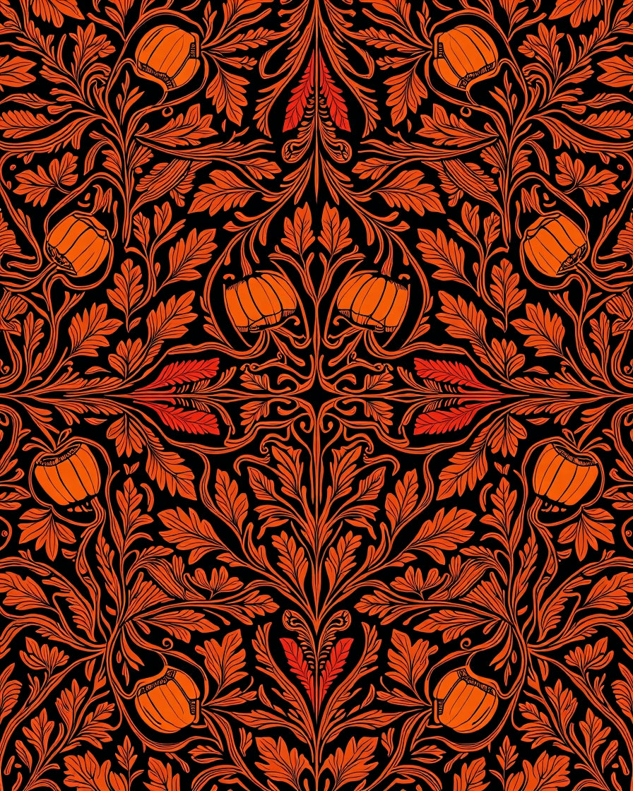 Orange Blossom Vine Pattern Rug