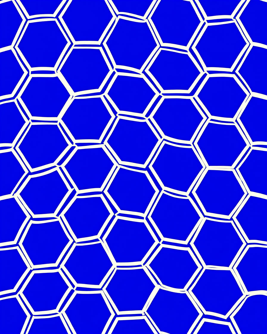 Hexagonal Pattern Blue White Design Rug