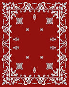 Red Floral Intricate Border Design Rug