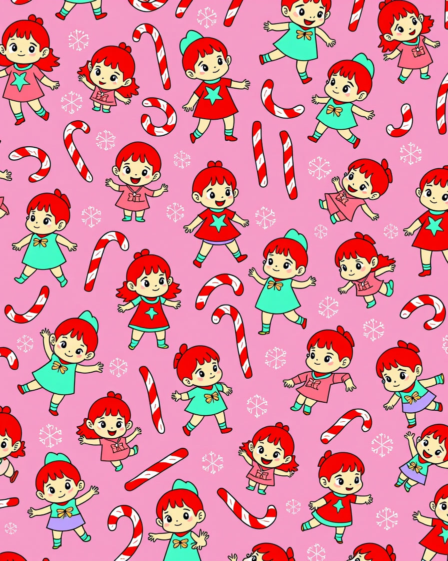 Playful Cartoon Kids Candy Cane Whimsy Rug