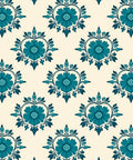 Teal Floral Damask Pattern Rug
